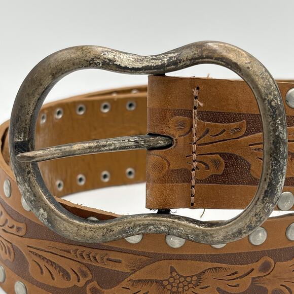 Chinese Laundry Women’s Leather Studded Tooled Belt 420116 Size M 32”-36” Canada - Picture 2 of 11